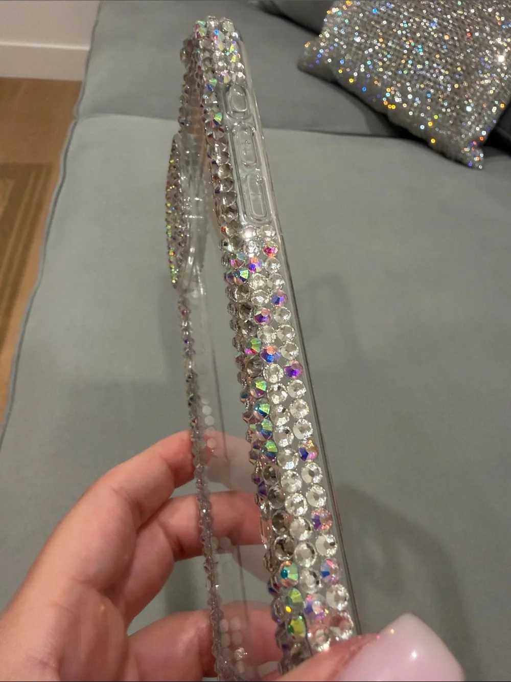 Apple iPhone 16 Pro Max Sparkling Clear Case with Iridescent Rhinestones